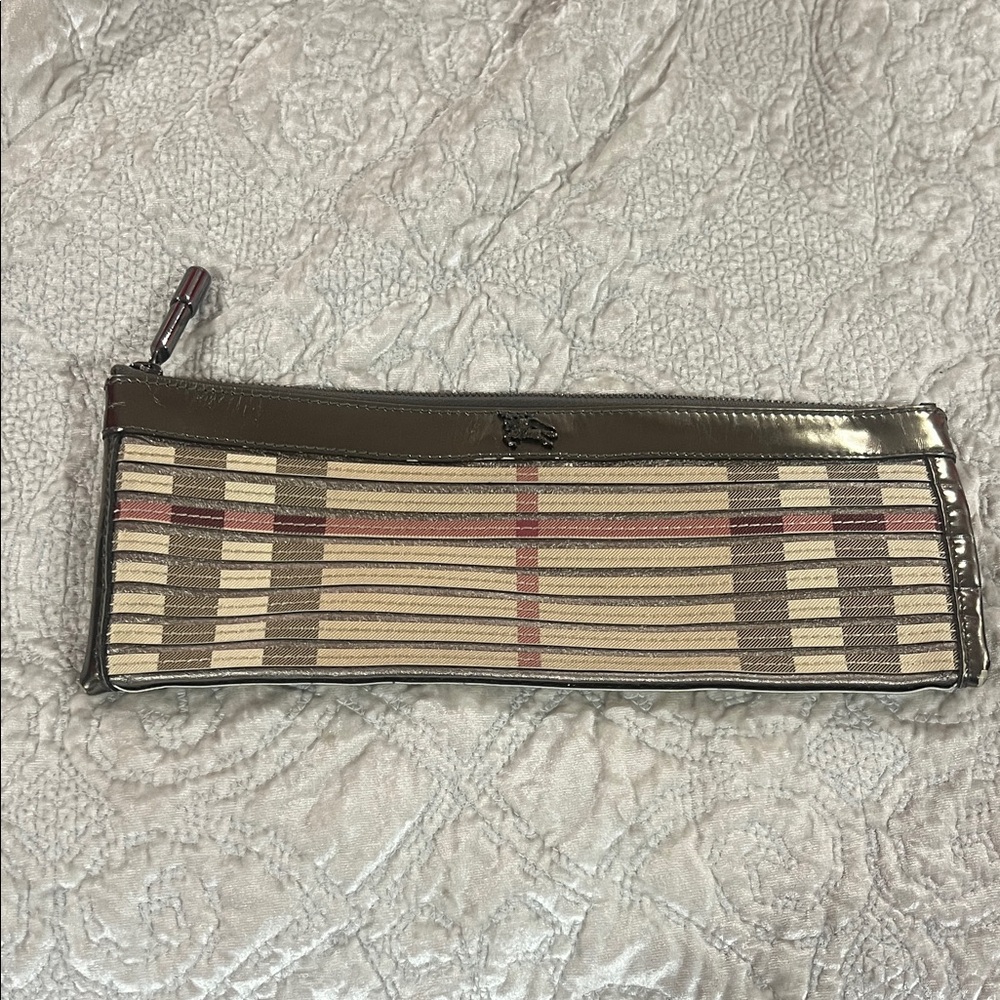 Burberry Beige and Brown Striped Card Holder